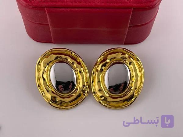 گوشواره میخی زنانه طلایی با طرح شیک — تصویر 1