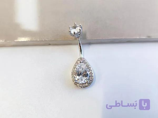 پیرسینگ ناف اشک نقره ای کد 10902 — تصویر 1