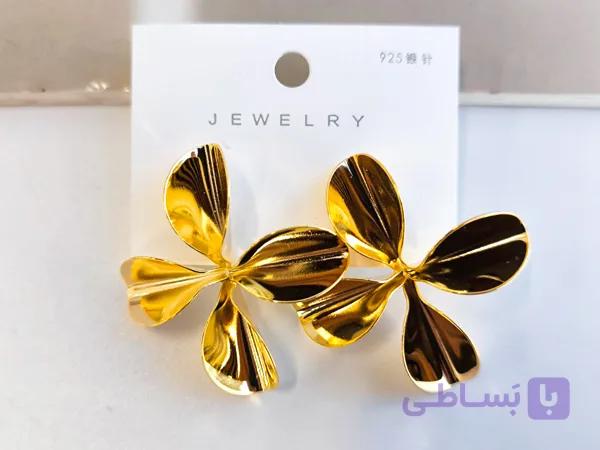 گوشواره گل مینیمال شیک استیل کد 10758 — تصویر 1