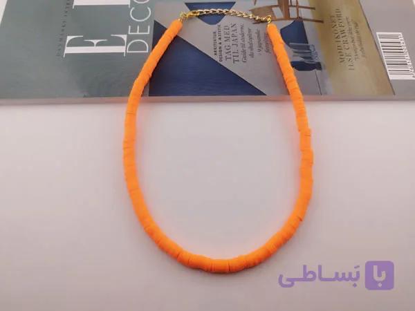 گردنبند فیمو نارنجی ساده — تصویر 1