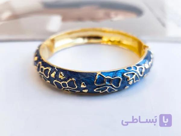 دستبند میناکاری سرمه ای طرح گل کد 10935 — تصویر 1