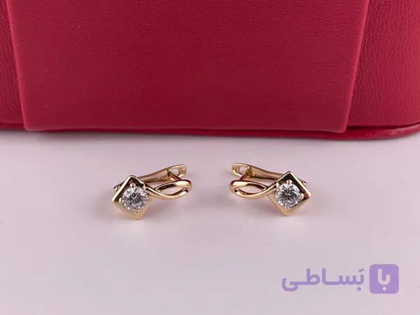 گوشواره ژوپینگ تک نگین طلایی — تصویر 1