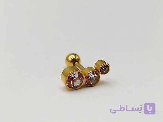 پیرسینگ گوش سه نگین طلایی — تصویر 1