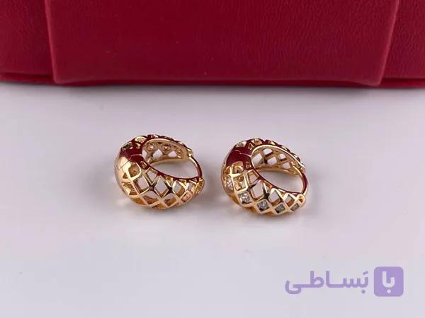 گوشواره حلقه ای ژوپینگ نگین دار — تصویر 1