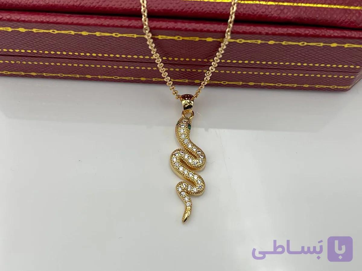 گردنبند طرح مار نگین کاری — تصویر 1