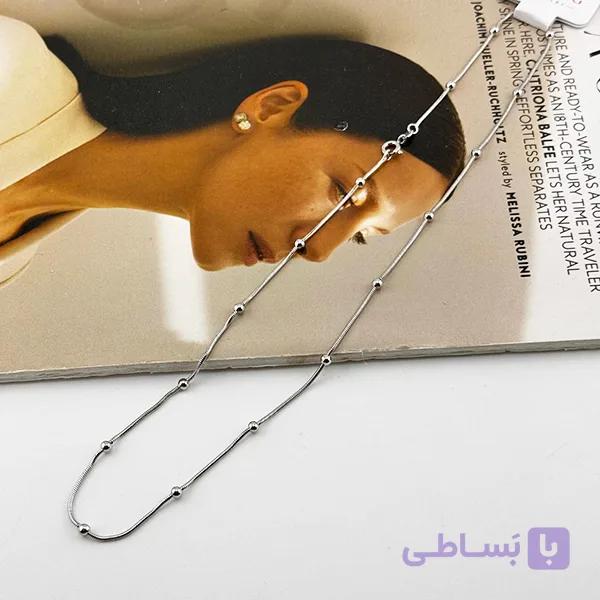زنجیر نقره‌ای گوی‌دار — تصویر 1