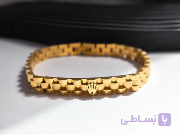 دستبند رولکس باریک ساده طلایی — تصویر 1