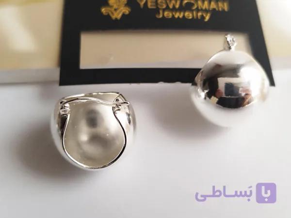 گوشواره گوی حلقه ای نقره ای دخترانه — تصویر 1
