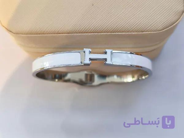 دستبند هرمس سفید باریک — تصویر 1