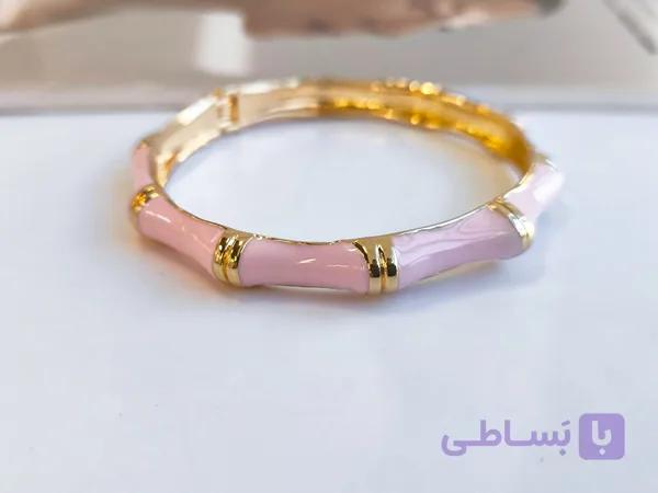 دستبند میناکاری صورتی ترند کد 10373 — تصویر 1