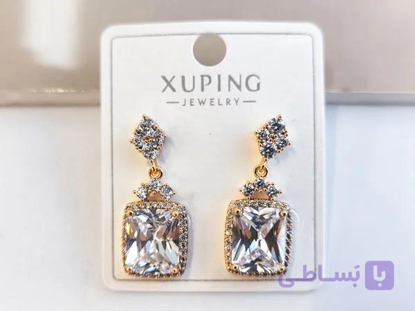 گوشواره میخی زنانه ژوپینگ نگینی کد 10801 — تصویر 1