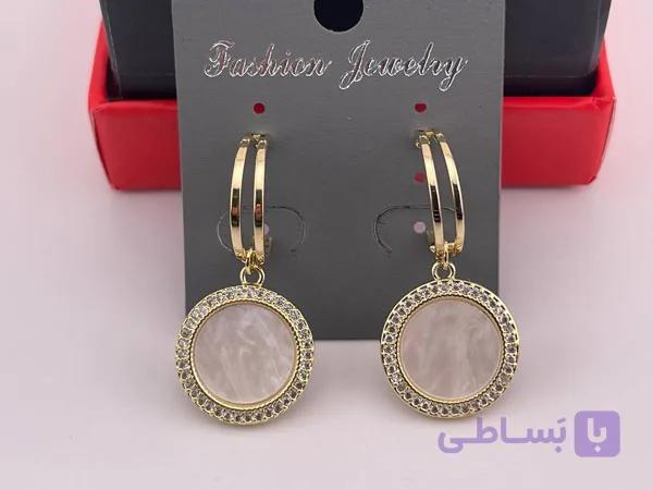 گوشواره حلقه ای طرح دایره صدفی — تصویر 1