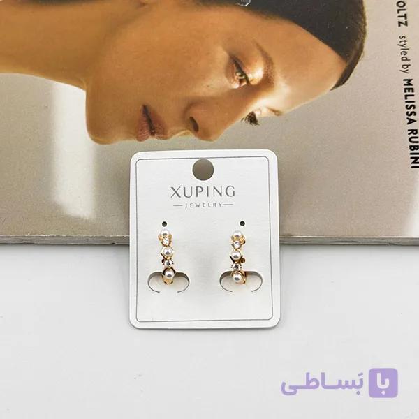 گوشواره ژوپینگ مرواریدی و نگینی — تصویر 1