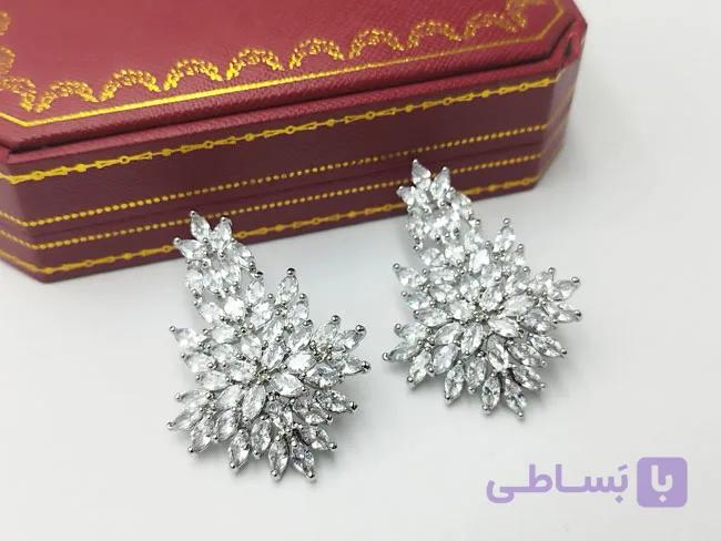 گوشواره فول نگین مجلسی کد go156 — تصویر 1