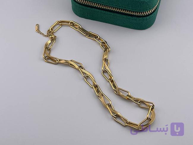 گردنبند استیل ماری طلایی — تصویر 1