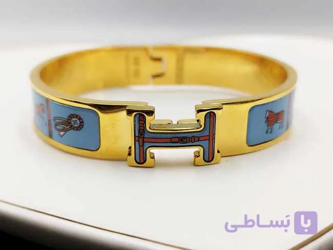 دستبند هرمس آبی لیمیتد ادیشن با نقش کاری — تصویر 1