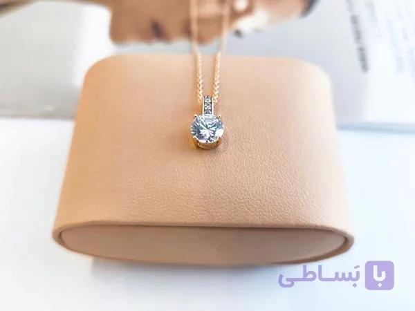 گردنبند تک نگین دایره ای ژوپینگ کد 11004 — تصویر 1