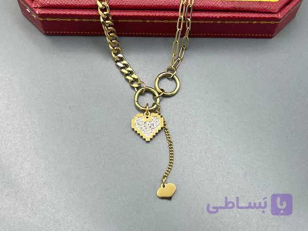 گردنبند کارتیر و تیفانی با قلب نگین کاری — تصویر 1