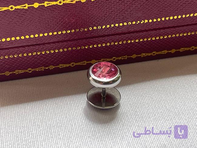 پیرسینگ گوش نگین صورتی استیل — تصویر 1