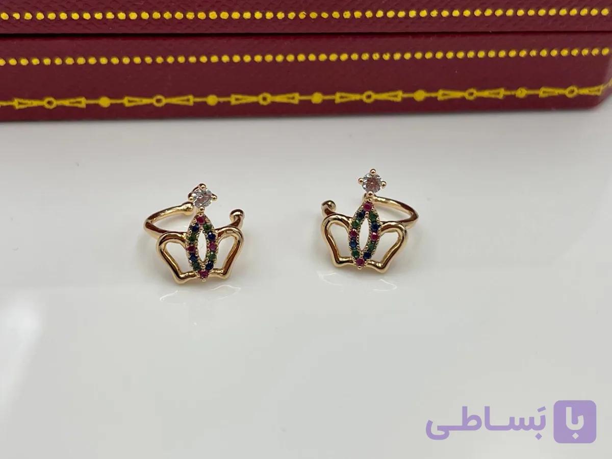 گوشواره فیک طرح تاج بدون سوراخ — تصویر 1