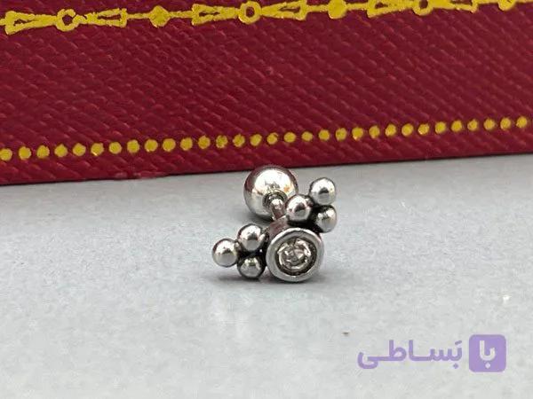 پیرسینگ گوش طرح گوی نگین دار — تصویر 1