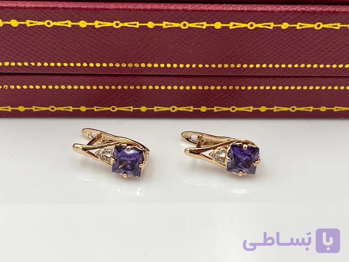 گوشواره ژوپینگ نگین یاقوتی — تصویر 1
