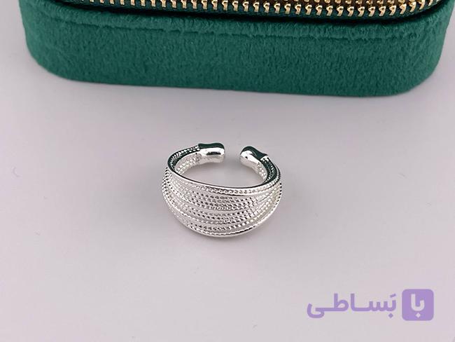 انگشتر فری سایز با نگین کاری ظریف — تصویر 1