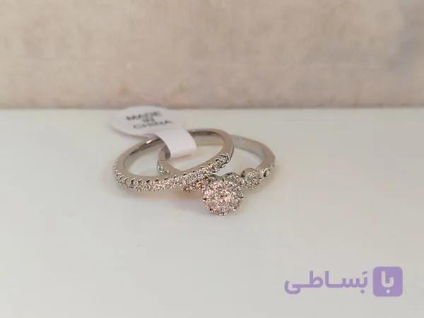 حلقه و پشت حلقه زنانه طرح نگینی کد 4 — تصویر 1