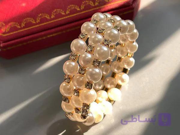 دستبند تمام مرواریدی سه لاین — تصویر 1