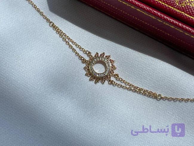 دستبند طرح خورشید با نگین کاری ظریف — تصویر 1