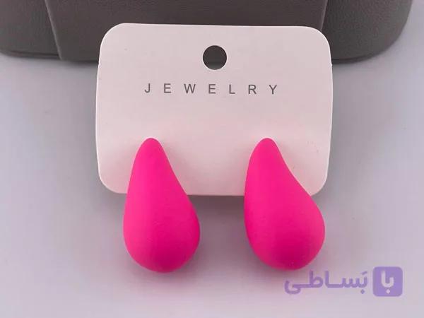 گوشواره اشکی صورتی سیلیکونی — تصویر 1