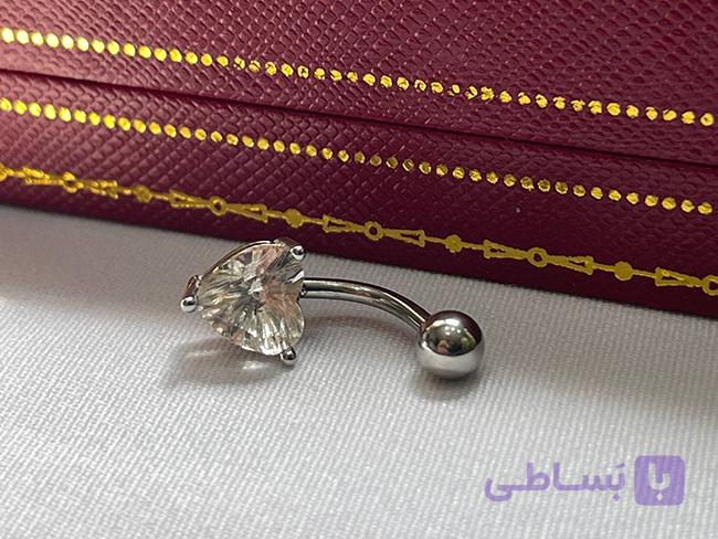 پیرسینگ ناف نگین آبی استیل — تصویر 1