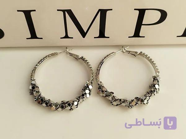 گوشواره مجلسی شیک دوردیف نگینی — تصویر 1