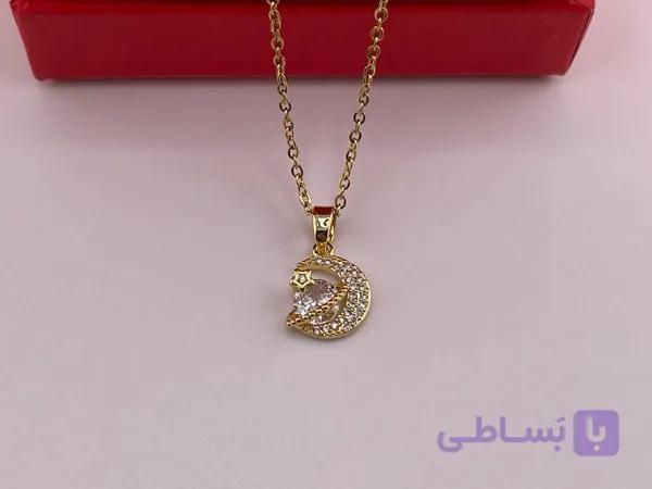 گردنبند شیک زنانه ماه و سیاره زحل — تصویر 1