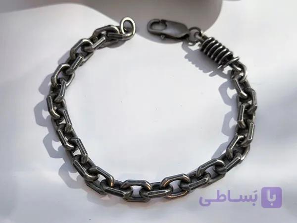دستبند زنجیری گنگ سیاه قلم استیل — تصویر 1