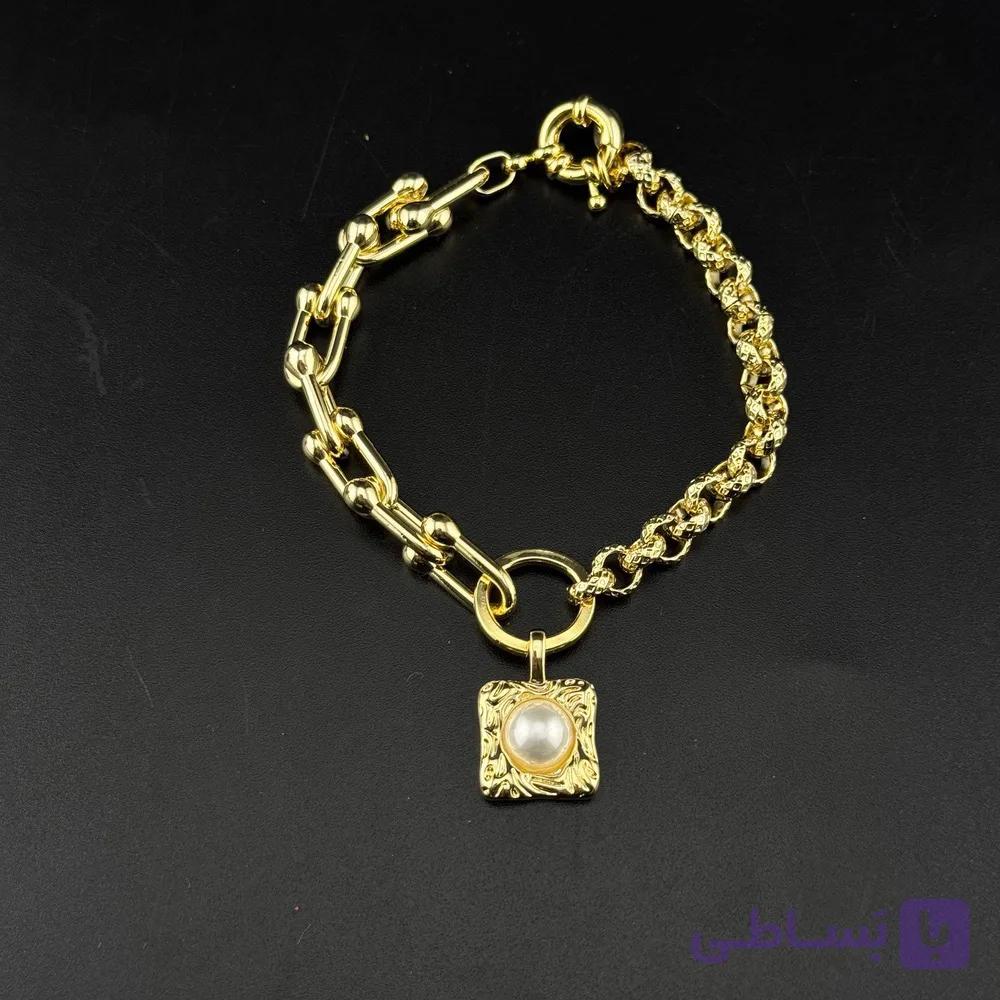 دستبند مرواریدی با زنجیر ترکیبی My Accessory | طرح لنگری و کارتیر — تصویر 1