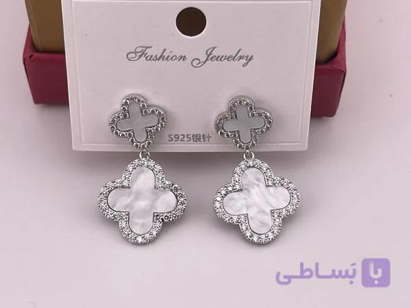 گوشواره ونکلیف نقره ای شیک و خاص — تصویر 1