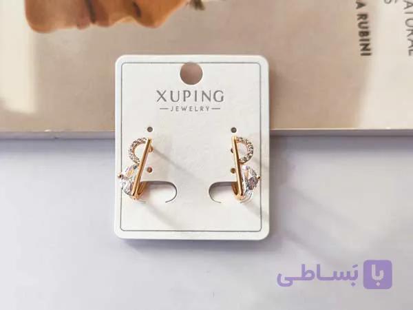 گوشواره حلقه ای برند ژوپینگ نگینی کد 10599 — تصویر 1