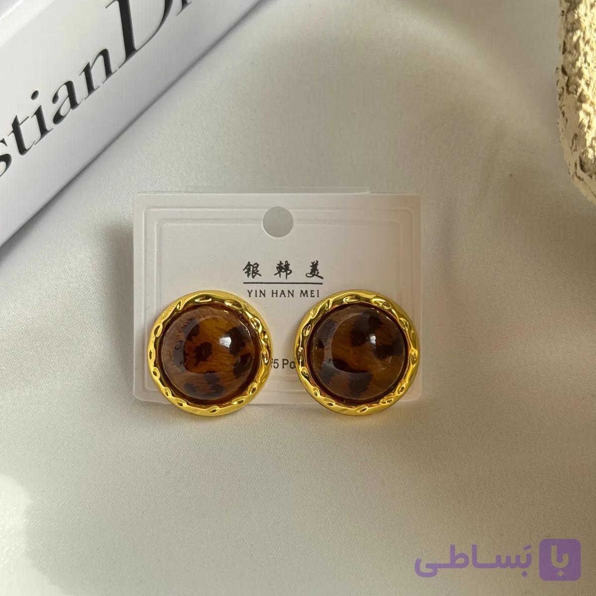 گوشواره طلایی با طرح پوست پلنگی — تصویر 1