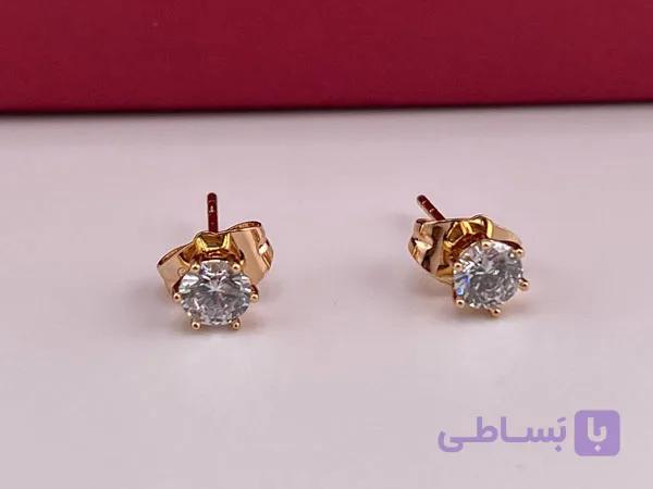 گوشواره میخی ظریف تک نگین — تصویر 1