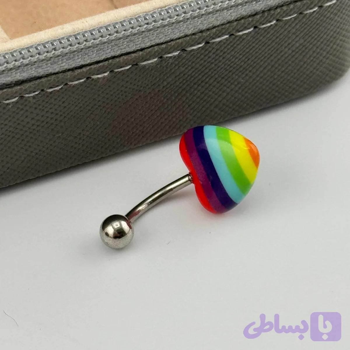 پیرسینگ ناف قلب هفت رنگ — تصویر 1