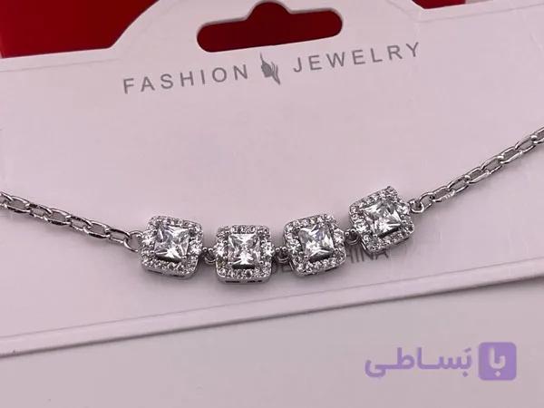 دستبند طرح جواهری نقره ای شیک — تصویر 1