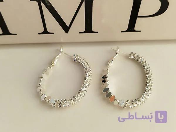 گوشواره نگین دار مجلسی میخی کد 10378 — تصویر 1