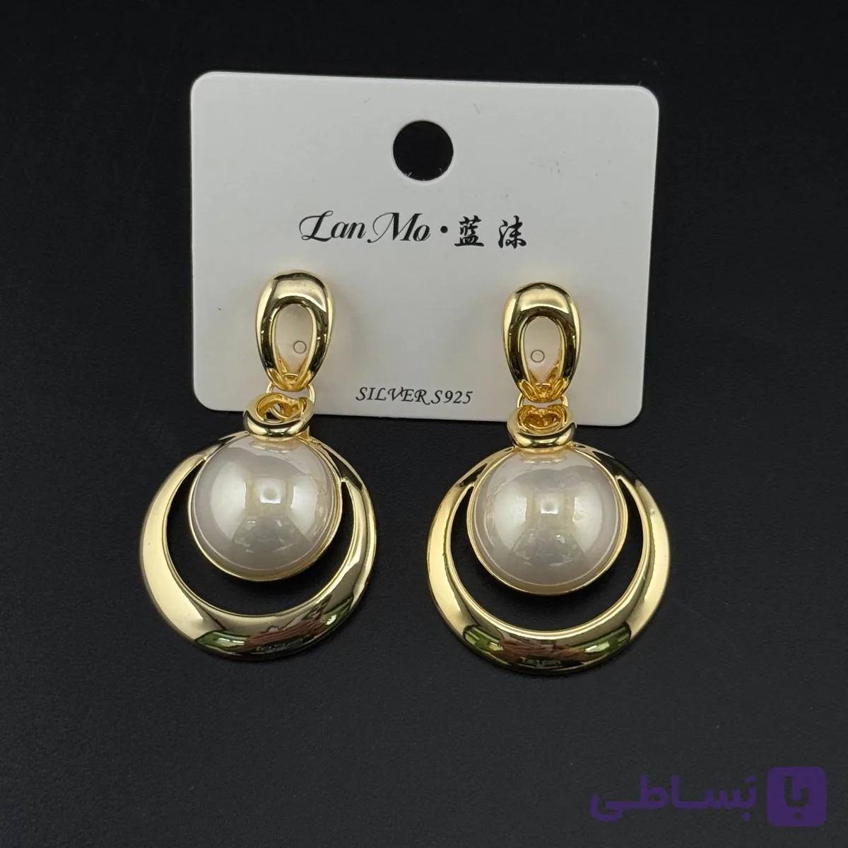 گوشواره مرواریدی طلایی زنانه — تصویر 1