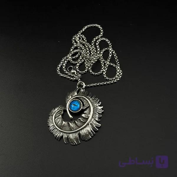 گردنبند پر بال‌دار با سنگ آبی — تصویر 1