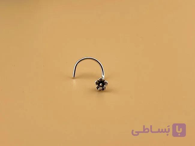 پیرسینگ بینی نقره ای طرح گل HC