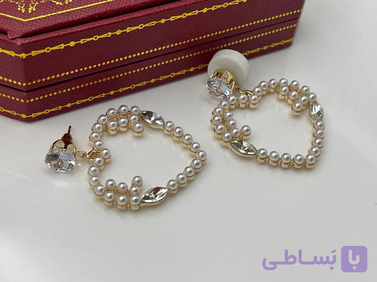 گوشواره قلب مرواریدی — تصویر 1