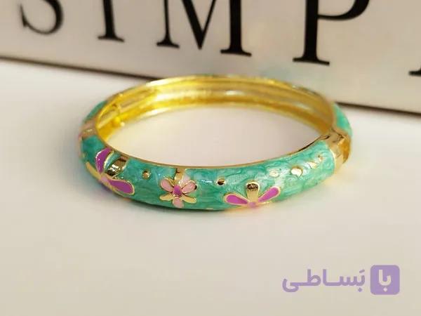 دستبند النگویی گل مینا کاری شده کد 10351 — تصویر 1