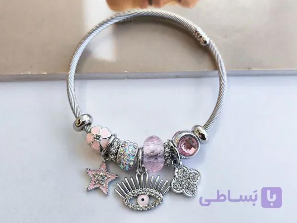 دستبند پاندورا ونکلیف سفید دخترانه کد 10637 — تصویر 1