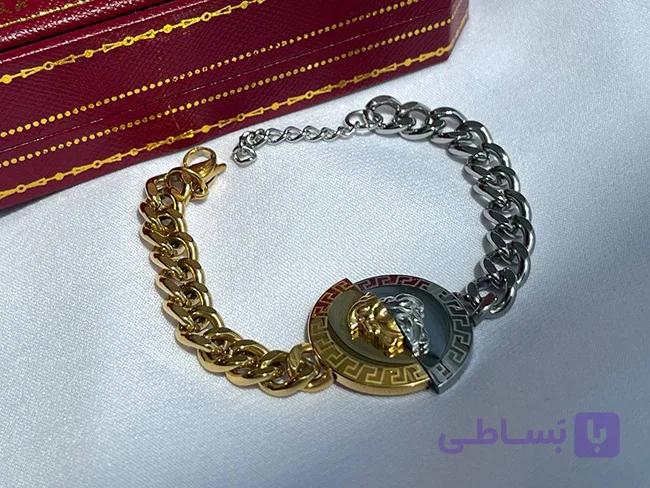دستبند ورساچ دو رنگ طلایی و نقره ای — تصویر 1
